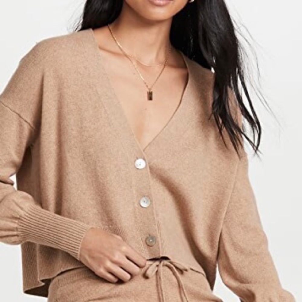 Le Ore Palermo Sweater Cardigan Tan/Camel Medium